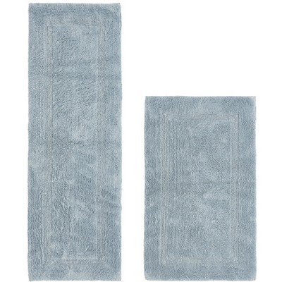 Lux Premium 100% Cotton Tufted Solid Reversible 2 PC Bath Rug Set – Ultra-Soft, Water-Absorbent, Durable, Machine Washable Bathroom Rug