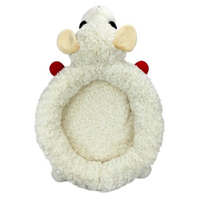 White Plush Lamb Chop Dog Bed with Bolstered Sides