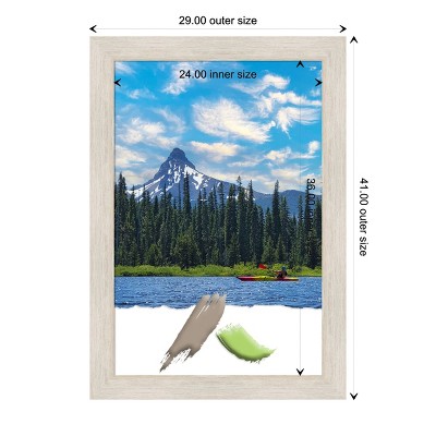 Hardwood White Wash 24x36 Inch Real Wood Picture Frame