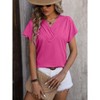 Women's Summer V-Neck Chain Striped Top Jacquard Top Casual Short Sleeved T-Shirt - 2 of 4