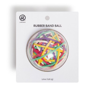 U Brands 5.6oz Rubber Band Ball Assorted Colors: Multicolored Office Stationery, 4.5" Clips & Fasteners, Rubber Material