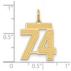 Black Bow Jewelry 14k Yellow Gold, Jersey Collection, Medium Number 74 Pendant - 2 of 3