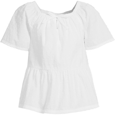 Lands' End Kids Flutter Sleeve Tiered Peasant Top - Small - White : Target