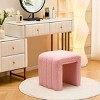 Modern Teddy Velvet Ottoman – Footrest, Vanity Stool, and Shoe Bench for Makeup Room, Living Room, Entryway, and Office Décor(Pink) - 2 of 4