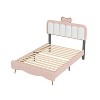 NicBex Twin/Full Size Princess Upholstered Platform Bed Frame with Bow-Knot Headboard for Girls,Solid Wood Slats Support,Easy Assembly,White+Pink - 3 of 4