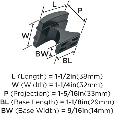 Matte Black Rectangular Modern Cabinet Knob with Mounting Hardware