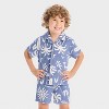 Grayson Mini Toddler Boys' Textured Woven Shirt and Shorts Set - Blue - 3 of 4
