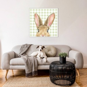 Amanti Art 30"x30" Garden Bunnies VII Green by Leslie Trimbach Framed Canvas Wall Art Print - 1 of 4