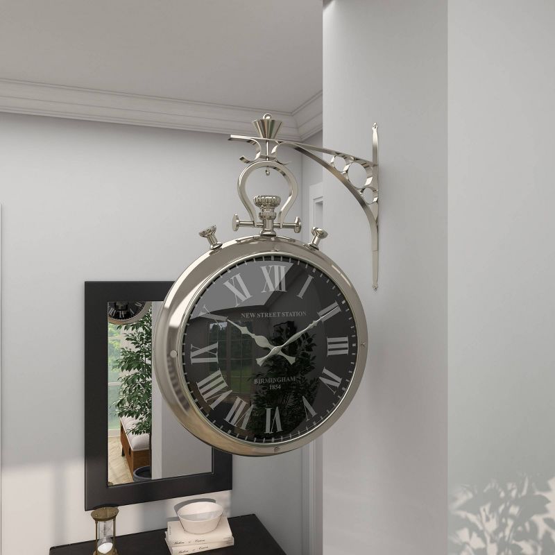 22&#34;x16&#34; Stainless Steel Pocket Watch Style Wall Clock Silver - Olivia &#38; May, 5 of 21