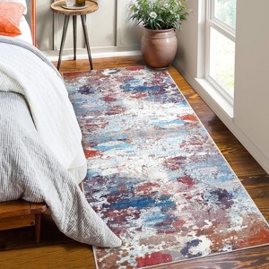 Modern Washable Low Pile Rugs - Soft Abstract Carpet for Living Room, Bedroom, Dining Room, Apartment & Bathroom - Neutral Design for Hardwood Floors - 1 of 4
