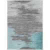 Teal Blue And Gray Abstract Washable Indoor Outdoor Area Rug - 4 of 4