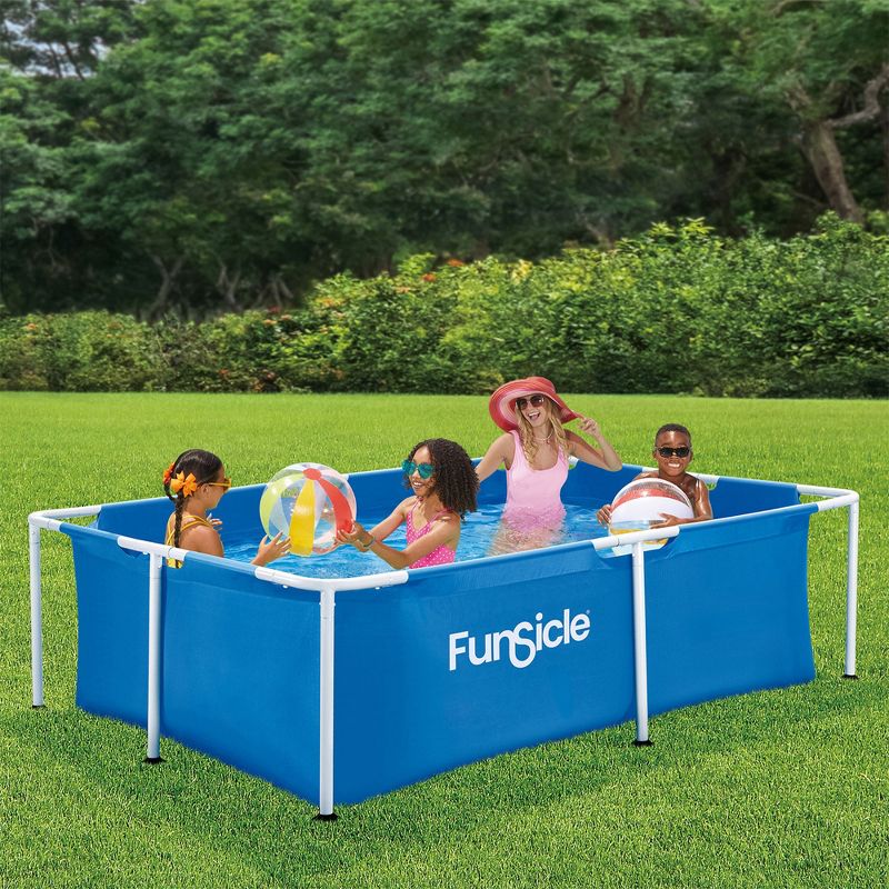Funsicle 7 Foot 4 Person Capacity Durable Rectangular Above Ground Activity Lap Pool with SmartConnect Technology for Ages 6 and Up, Blue, 5 of 7