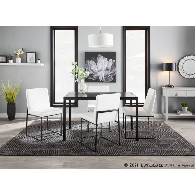 Fuji High Back Contemporary White Faux Leather Side Chair with Black Steel Frame