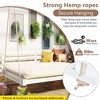 Country Style Wooden Swing Daybed, Twin/Full Size Porch Swing with 4pcs 96-inch Hemp Ropes for Backyard & Garden - ModernLuxe - 4 of 4