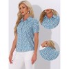 INSPIRE CHIC Women's Peter Pan Collar Contrast Trim Puff Sleeve Peasant Floral Shirt - 2 of 4