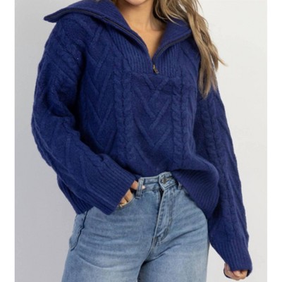 Women's FRANCO HALF ZIP SWEATER - CRESCENT