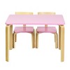 Tangkula 3-Piece Kids Wooden Table Chairs Set Children Activity Desk & Chair Furniture Pink/Green - 2 of 4