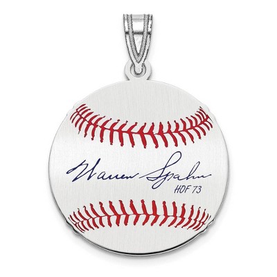 Black Bow Jewelry Sterling Silver Warren Spahn Signature SM Enamel Baseball Pendant