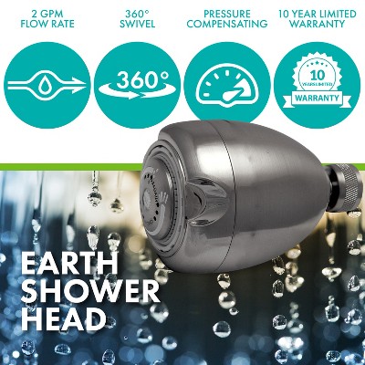 Brushed Nickel Small Wall Mounted 3-Spray Shower Head