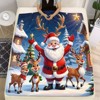 Lomsoe Christmas Santa Claus and Reindeer Printed Flannel Throw Blanket - Soft Bohemian Style, All-Season Cozy Sofa and Bedroom Accent. - 3 of 4