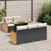 vidaXL Patio Sofa Set with Cushions Lounge Set 6 Piece Poly Rattan Acacia - Black and Cream - 2 of 4