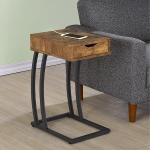 NicBex Modern Wood Texture Tray End Table with Black Metal Legs,Natural Side Table,Coffee Table for Bedroom,Living Room - 1 of 4