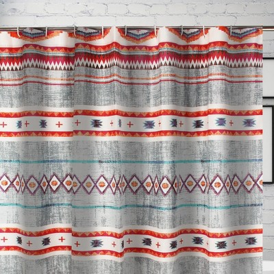 Kiva Multicolor Boho Shower Curtain with Liner