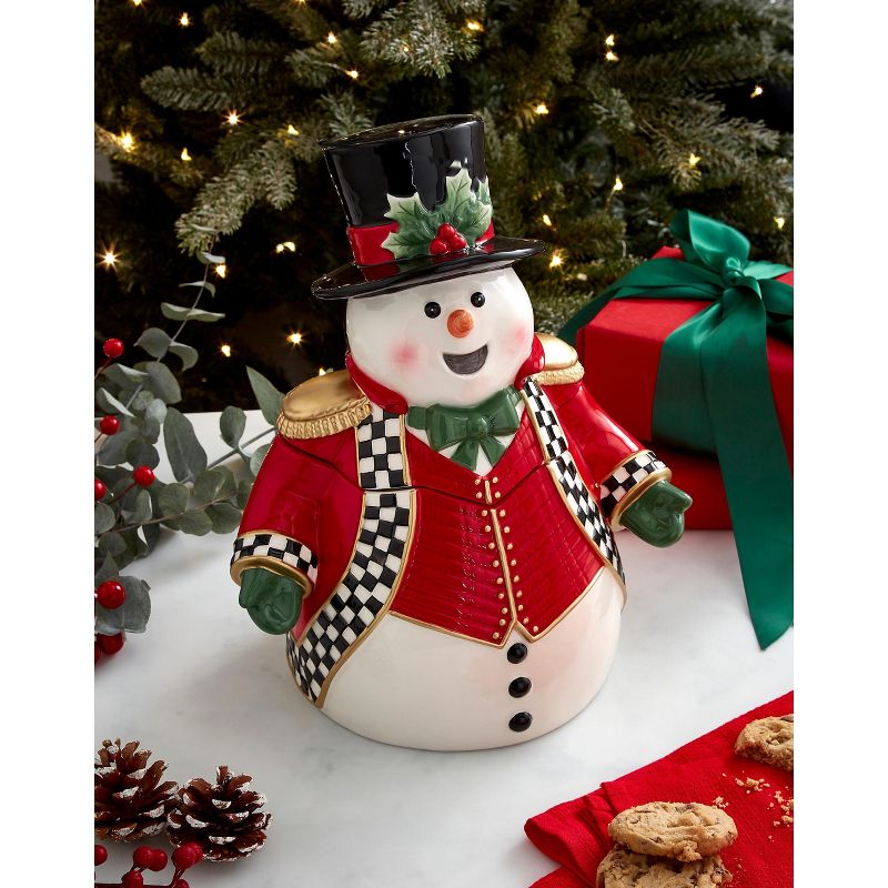 Spode Christmas Tree Black and White Snowman Cookie Jar, 4 of 6