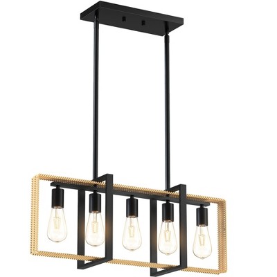 Kitchen Island Lighting£¬5-Light Adjustable Dining Room Light Fixtures, Rattan Frame Pendant Ceiling Chandelier£¬Modern Pendant Lighting