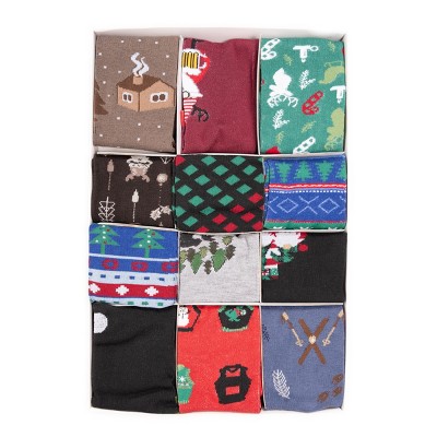 MUK LUKS Men's 12 Days of Christmas Socks, One Size Fits Most, Multi