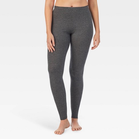 Warm Essentials By Cuddl Duds Women's Retro Ribbed High Waisted Leggings -  Gray L : Target