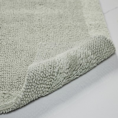 Edge Collection Dark Sage Cotton Tufted Reversible Bath Rug 17" x 24"