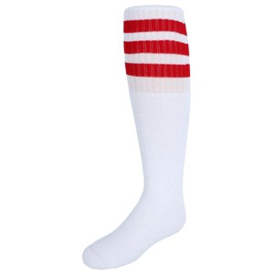 Jefferies Socks Kid's Striped Knee-High Tube Socks (1 Pair), Large (Shoe Sizes 6-9), Red - 1 of 3