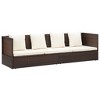 vidaXL Patio Bed with Cushion & Pillows - Poly Rattan Brown, Adjustable Outdoor Garden Sunbed, Weather-Resistant Furniture with Thick Cushions - 3 of 4