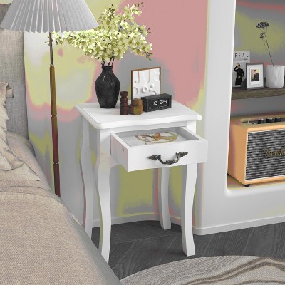 MAYEERTY End Table with Storage for Living Room, White