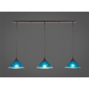 Toltec Lighting Any 3 - Light Chandelier in  Bronze with 10" Teal Crystal Shade - 1 of 1