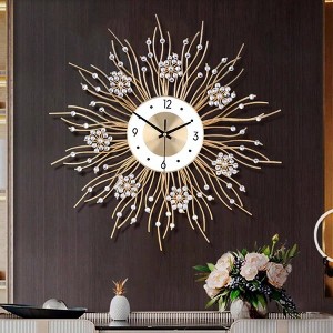 Large Wall Clocks Silent Sunflower Shape Chic Decorative Clock Modern Non - Ticking Round Iron Metal Clock 20 Inch - 1 of 4