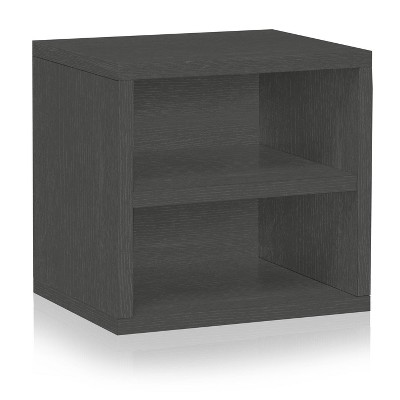 Way Basics Stack Cube with Shelf Charcoal Black