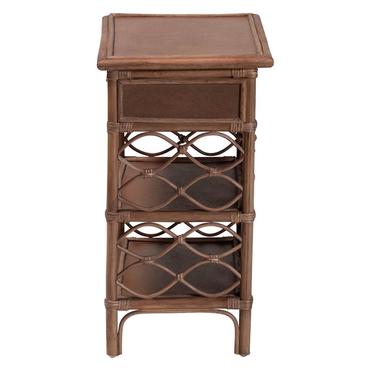bali & pari Akane Natural Rattan Nightstand with Drawer and Open Shelves Antique Brown - thumbnail 4