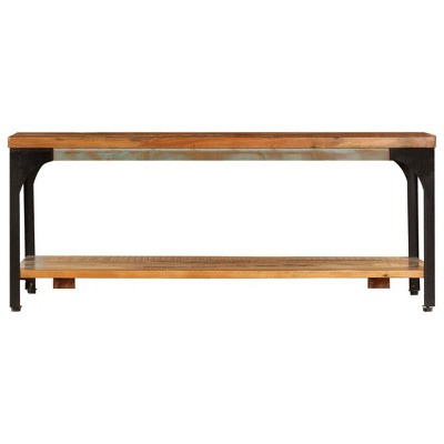 vidaXL Coffee Table End Table with Storage Shelf Side Sofa Table Solid Wood - 39.4" x 23.6" x 13.8" solid reclaimed wood