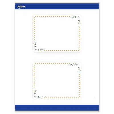 Avery 4.25" x 5.5" Cards, Gold Dots with Green Florals, 20 ct