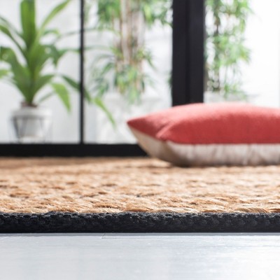 Handmade Natural and Black Cotton Flat Woven 5'x8' Area Rug