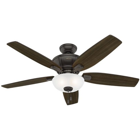 Hunter Fan 52 inch Low Profile Fresh White Ceiling Fan with Light and Pull Chain 