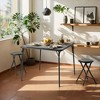 FurnitureR 3-Piece Folding Table and Chair Set for 2, Space-Saving Square Card Table with 2 Stools, Ideal for Small Spaces, Home, Patio, Black - 2 of 4