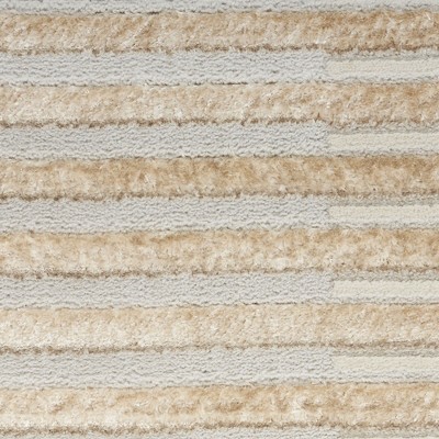 Beige Silver Striped 5' x 7' Synthetic Area Rug