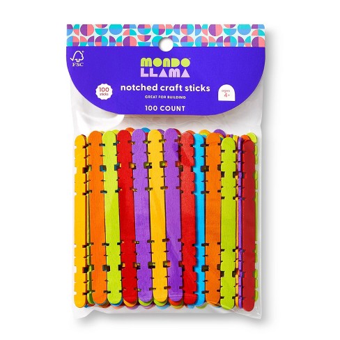 Multicraft Krafty Kids Colorful Popsicle Sticks, 100-Pack