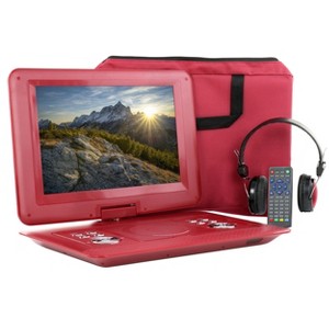 beFree Sound 14.1 Inch Portable DVD Player with Swivel TFT-LCD Screen and USB,SD,AV Inputs- Red - 1 of 4