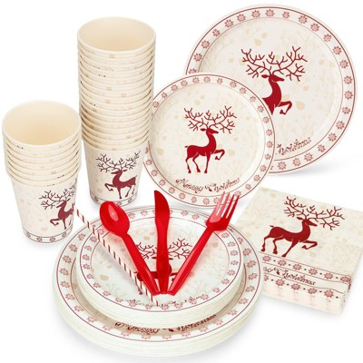 215 Pcs Valentine's Day Party Supplies Tableware Set, Lovely Heart Plates, Cups and Napkins Set, Disposable Paper Dinnerware Set, Serve 25