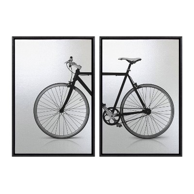 Kate & Laurel All Things Decor: 23"x33" Sylvie Bike Art, Floating Frame, Urban Decor