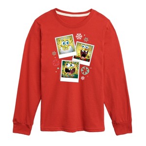 Boys' - SpongeBob SquarePants - Christmas Photo Collage Long Sleeve Graphic T-Shirt - 1 of 4
